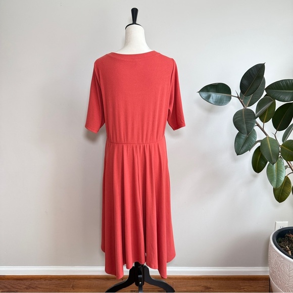 Torrid Terracotta Rust Orange Midi Super Soft Rib Hanky Hem Dress 2X - Picture 8 of 13